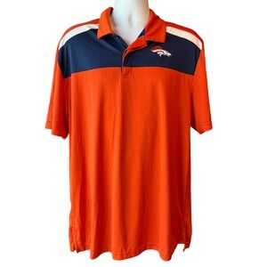 NFL Team Apparel Denver Broncos Polo Shirt TX3 Cool Short Sleeve Orange 2XL‎
